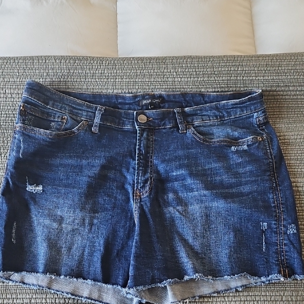 Dear John Blue Jean Shorts with Distressed Hem